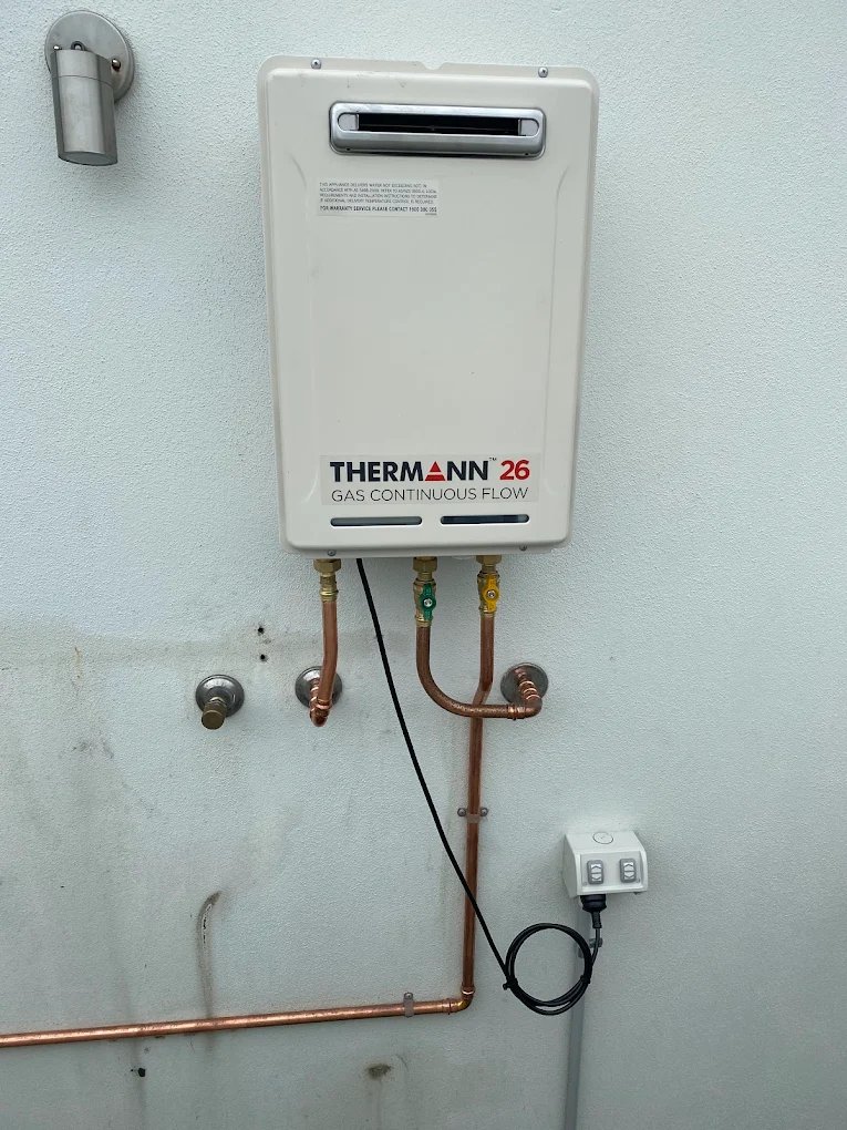 Gas continuous flow hot water installation, Brent Smith Plumbing and Gas